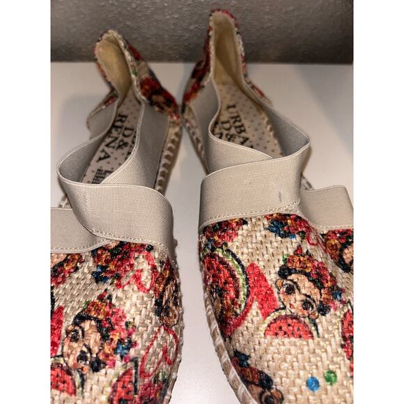 Urban D & Rena Frida Kohlo Espadrilles Summer Fun Canvas Flats 25 / 8.5 NWOB - Picture 7 of 8